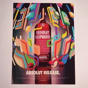 Absolut Raspberry Contemporary Style Vintage Print Ad 2004 Maxim Magazine 8.5x11
